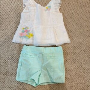 Janie and Jack White and Mint Kids Matching Set